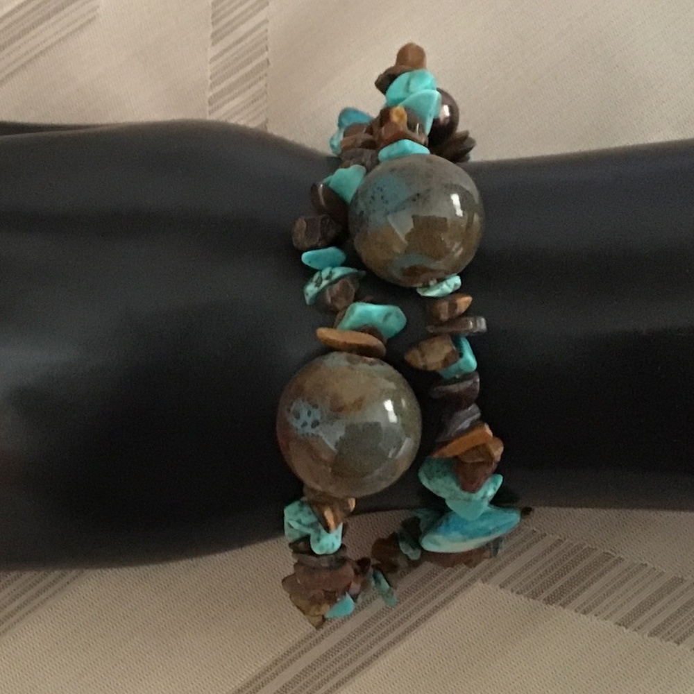 Retro shells and bead bracelet, set of 2